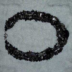 Five Strand Genuine Shell Pearl Chip Necklace 925 Clasp